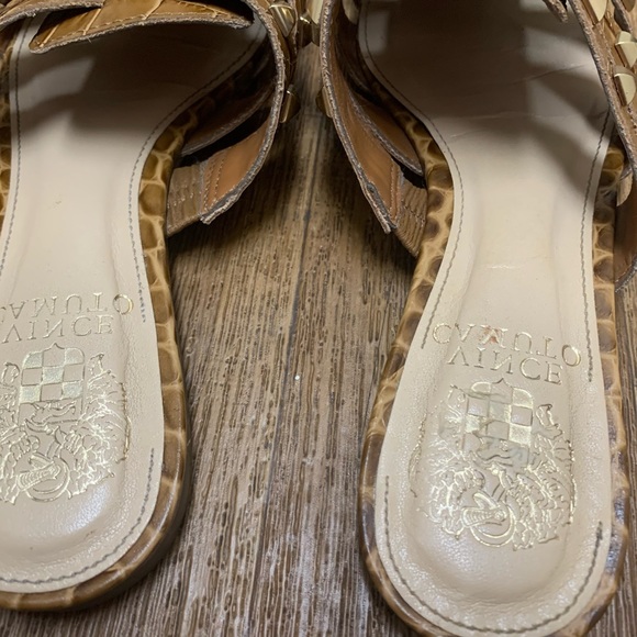 Vince Camuto Lendinna Croco Print Studded Leather Woven Fisherman Mules Size 6.5 - Picture 4 of 9